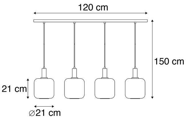 Viseča svetilka črna z zlatom in dimljenim steklom vključno s 4 PUCC - Zuzanna