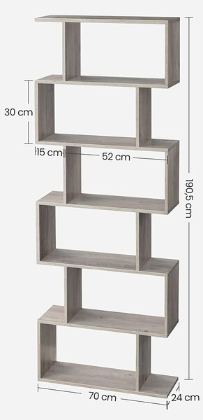 Knjižna polica, samostoječa polica, siva | VASAGLE