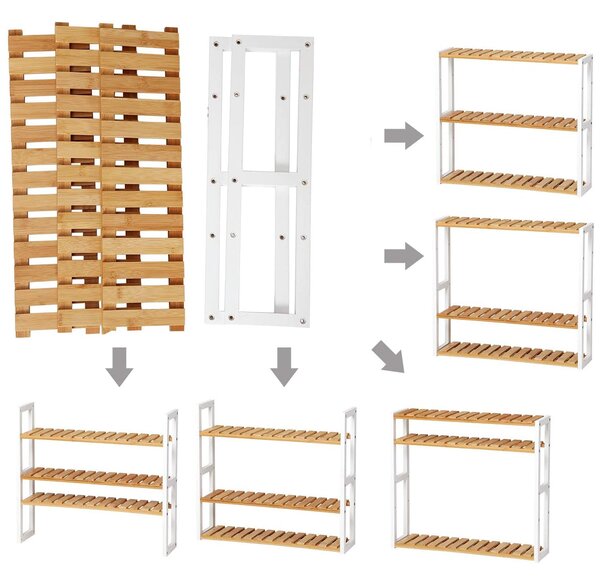 Kopalniška polica iz bambusa, 3-nivojsko nastavljivo držalo za rastline 60 x 54 x 15 cm | SONGMICS