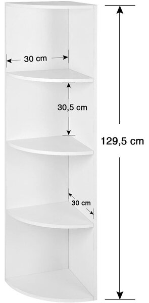4 nivojska kotna polica, stoječa odlagalna polica 30 x 30 x 129,5 cm | VASAGLE