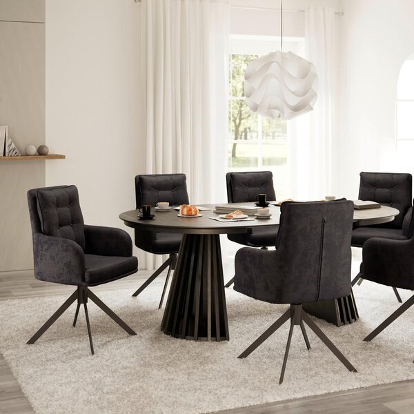 Bessagi Home Naslanjač Marietta, Črna, Vrtljiv