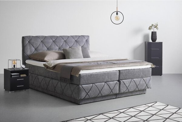 Premium Living Postelja Boxspring Cordoba, Siva, 160x200