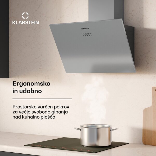 Klarstein Silver Lining, 60, napa, 60 cm, 600m³/h, EEK, A, nerjaveče jeklo