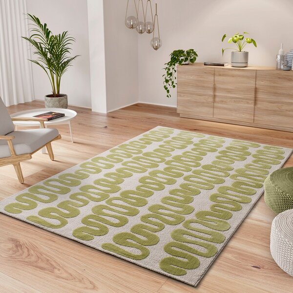 Svetlo zelena/kremno bela preproga 120x170 cm Flashy – Universal