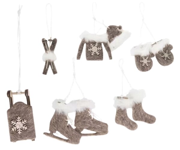 Komplet božičnih visečih dekoracij CHRISTMAS SYMBOLS 6 kosov - več barv