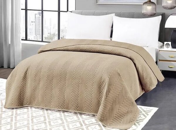 Bež žametni pregrinjalo za posteljo ARROW VELVET Dimenzije: 200 x 220 cm