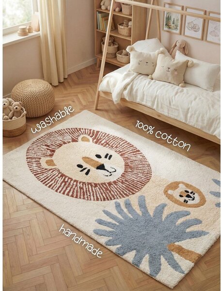 Kremno bela pralna/ročno tkana bombažna otroška preproga 140x200 cm Snuggle Leander – Hanse Home