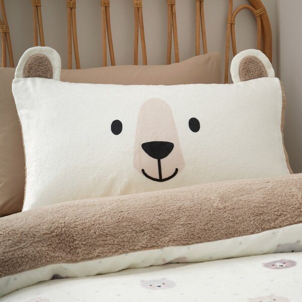 Rjava/kremno bela enojna otroška posteljnina iz mikropliša 135x200 cm Cosy Bear – Catherine Lansfield