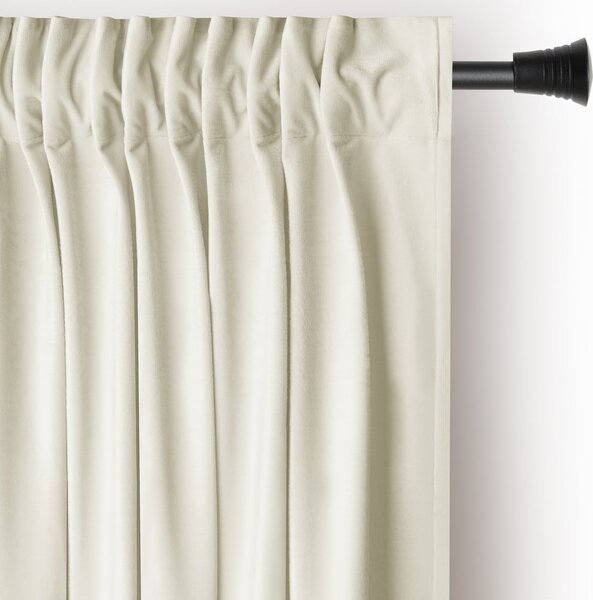 Kremno bela žametna zavesa za delno zatemnitev 140x245 cm Pleat – Restilo
