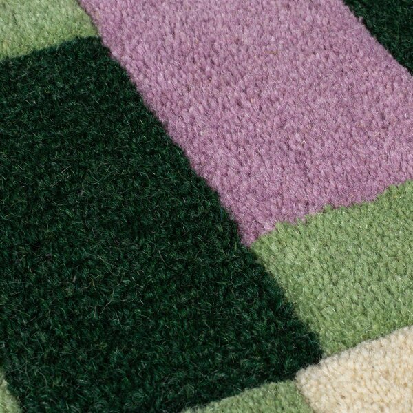 Zelen/vijoličen ročno tkan volnen tekač 60x230 cm Kai Wool Border – Flair Rugs