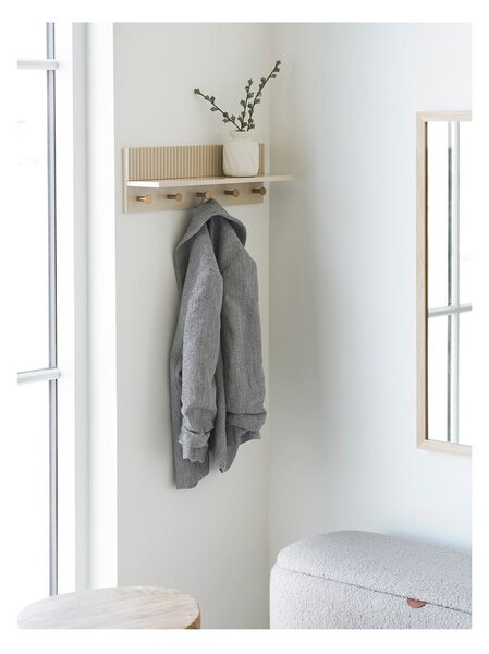 Bež stenski obešalnik s polico 50 cm Rocca – House Nordic