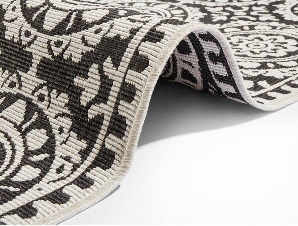 Črno-krem zunanja preproga NORTHRUGS Jardin, 80 x 250 cm