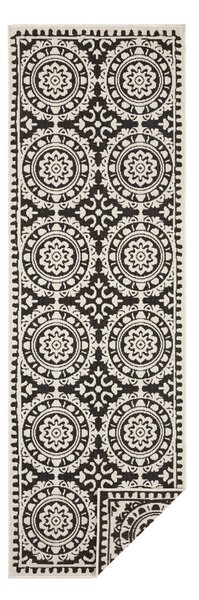 Črno-krem zunanja preproga NORTHRUGS Jardin, 80 x 250 cm