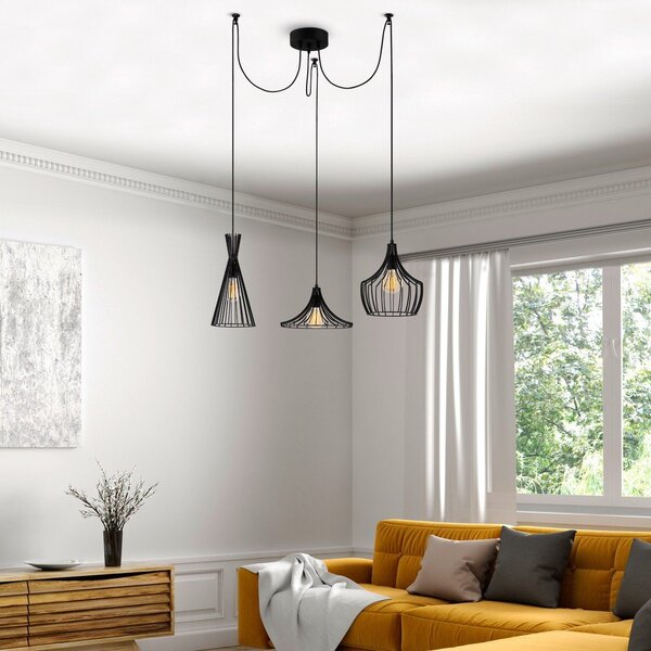Črna viseča svetilka s kovinskim senčilom Mezopotamya – Opviq lights