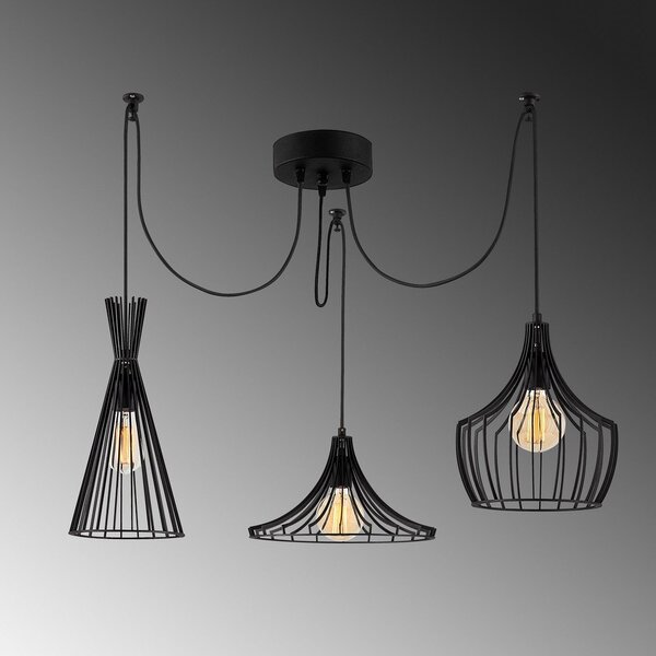 Črna viseča svetilka s kovinskim senčilom Mezopotamya – Opviq lights