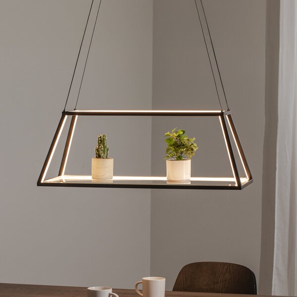Lucande LED viseča svetilka Mensola, črna, aluminij, 75 cm, zatemnjen, Črna, Dnevna soba / jedilnica, Aluminij, Sodobni