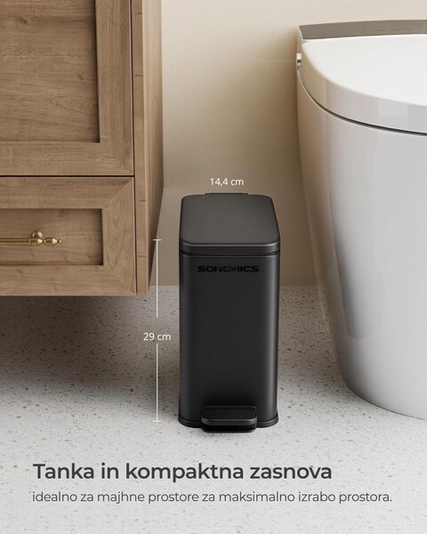 Kopalniški koš za smeti NORD, 5 l, črn SongmicsHome