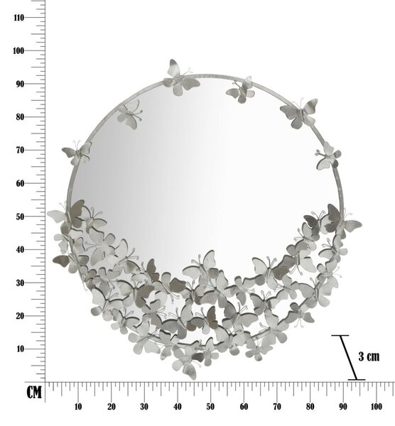Stensko ogledalo Butterfly Round Silver