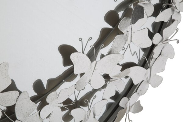 Stensko ogledalo Butterfly Round Silver