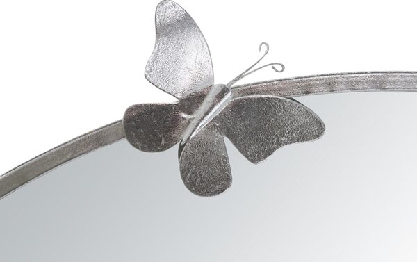 Stensko ogledalo Butterfly Round Silver