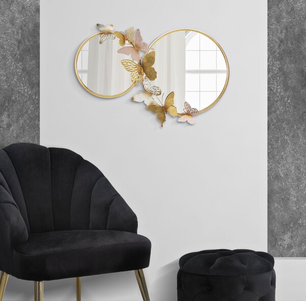Stensko ogledalo Double Farfalle Pink