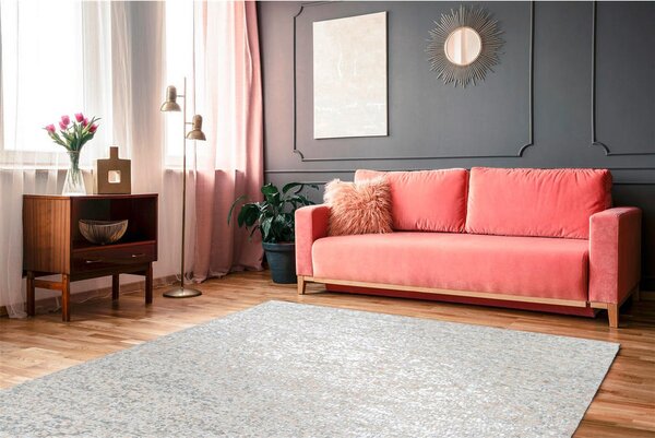 RAVNO TKANA PREPROGA 120/170 cm tkano srebrne barve, bela