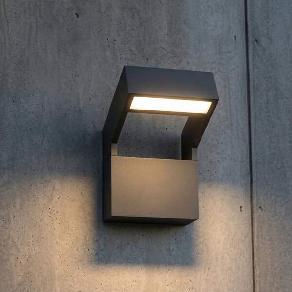 Arcchio LED zunanja stenska svetilka Kovato, temno siva, IP65, Siva, Kovina, Sodobni