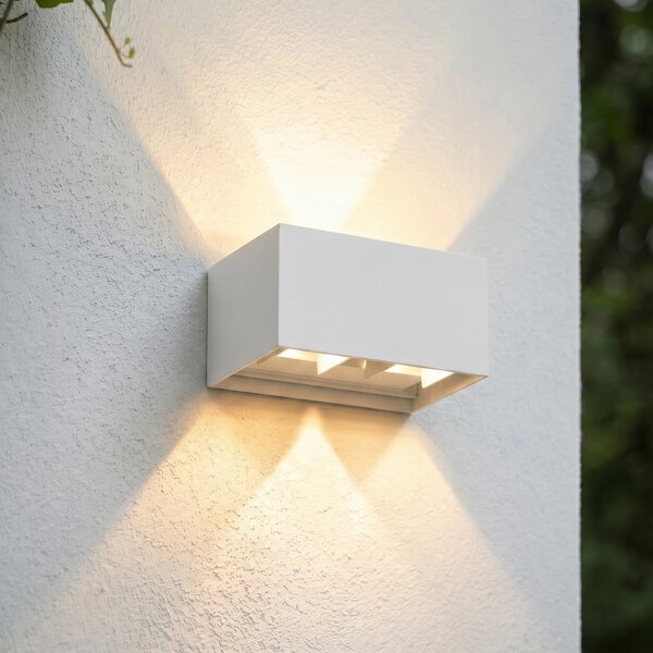 Lindby LED-zunanja stenska svetilka Nivar, kvadratna, bela, 20 cm, IP54, Bela, Kovina, Sodobni