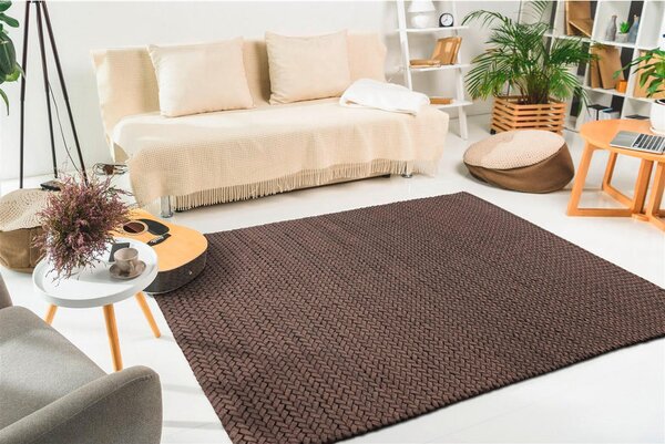 RAVNO TKANA PREPROGA Robbie 125 Taupe 80/150 cm tkano rjavosiva