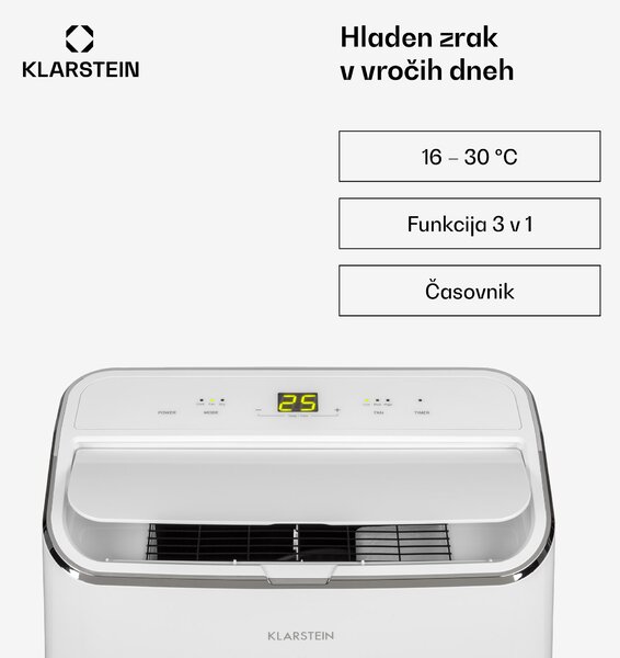 Klarstein Iceblock, klimatska naprava, 3 v 1, 12 000 BTU/3,5 kW, 400 m³/uro, maks., bela