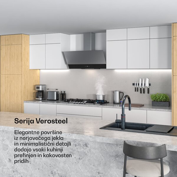 Klarstein Verosteel kuhinjska napa, Elegantna, minimalistična, močna, Energijski razred A, 624 m³/h, 90 cm
