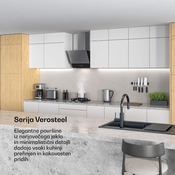 Klarstein Verosteel kuhinjska napa, Elegantna, minimalistična, močna, Energijski razred A, 624 m³/h, 45 cm