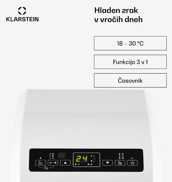 Klarstein Metrobreeze Rom, mobilna klimatska naprava, 10000 BTU, razred A+, daljinski upravljalnik, bela