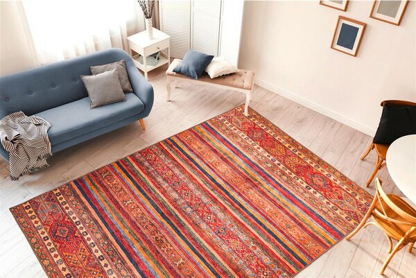 RAVNO TKANA PREPROGA Faye 725 Multi / Rot 75/150 cm tkano večbarvno, rdeča