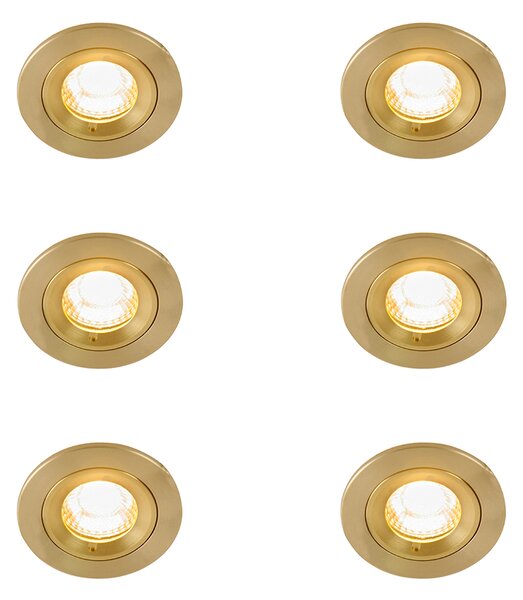 Komplet 6 modernih vgradnih reflektorjev zlata okrogla IP44 - Xena