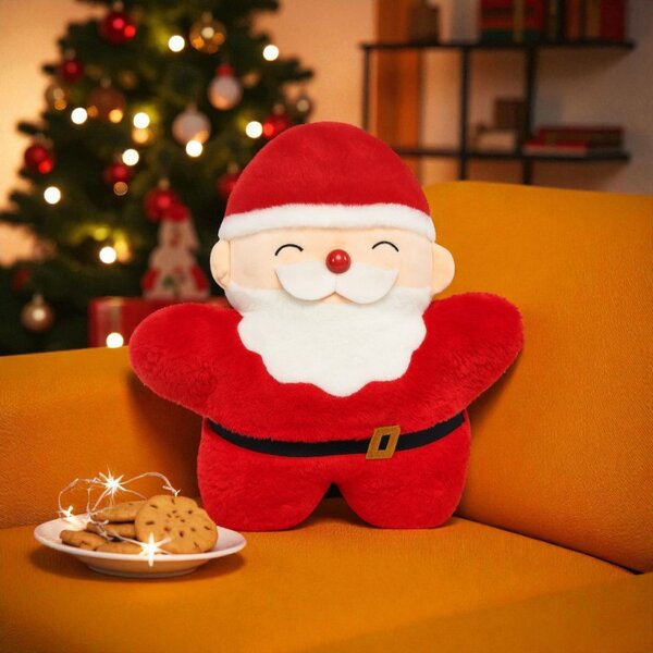 Žametna okrasna blazina SANTA CLAUS, rdeča