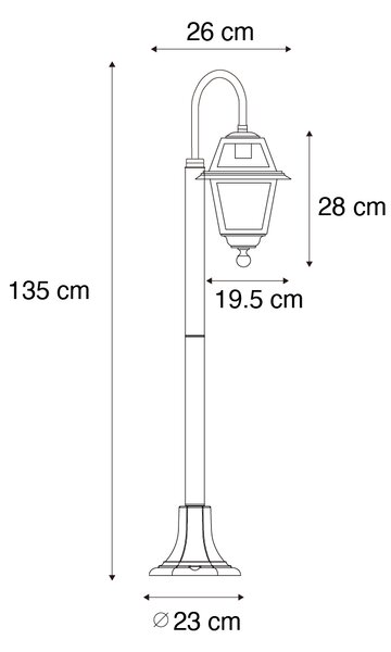 Klasična zunanja svetilka črna 135 cm IP44 - Berta