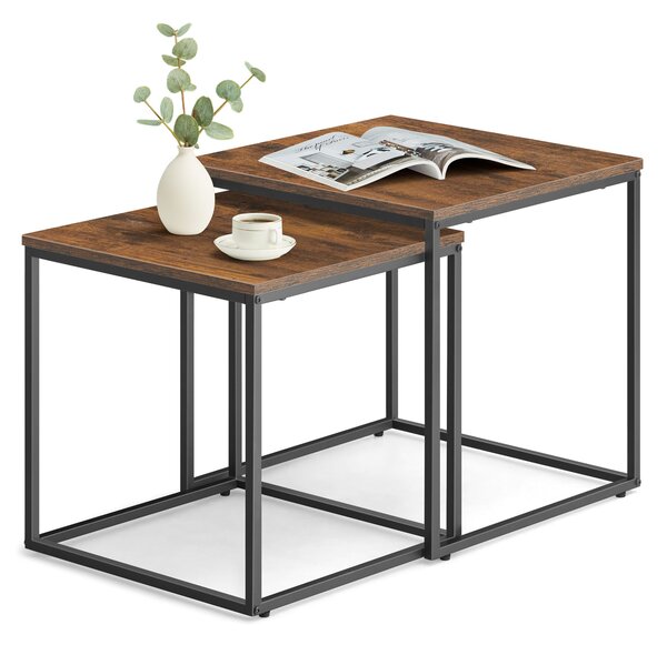 Set 2 kosa konferenčnih mizic QUADRO, dekor rustikalno rjava