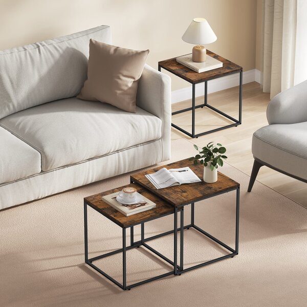 Set 2 kosa konferenčnih mizic QUADRO, dekor rustikalno rjava