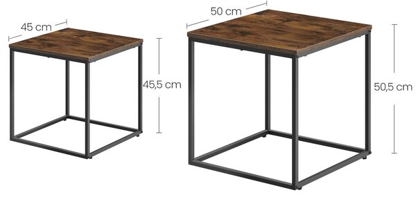 Set 2 kosa konferenčnih mizic QUADRO, dekor rustikalno rjava