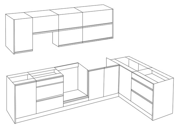 KONDELA Univerzalen kotni kuhinjski blok, 300x180, hrast artisan/črna, BRECK