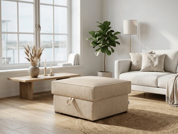 PONUDBA Krem taburet SMART COSARO z odlagalnim prostorom 65x65 cm II. kakovost