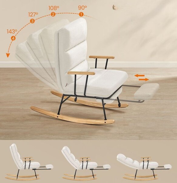 Gugalni stol ROCKY, 97x67x100cm, krem SongmicsHome