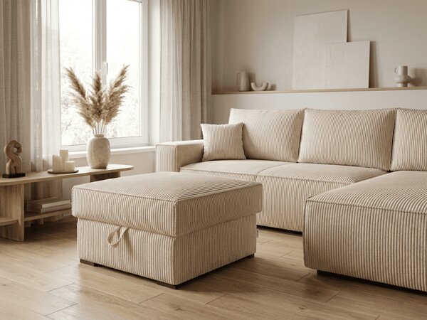PONUDBA Krem taburet SMART COSARO z odlagalnim prostorom 65x65 cm II. kakovost