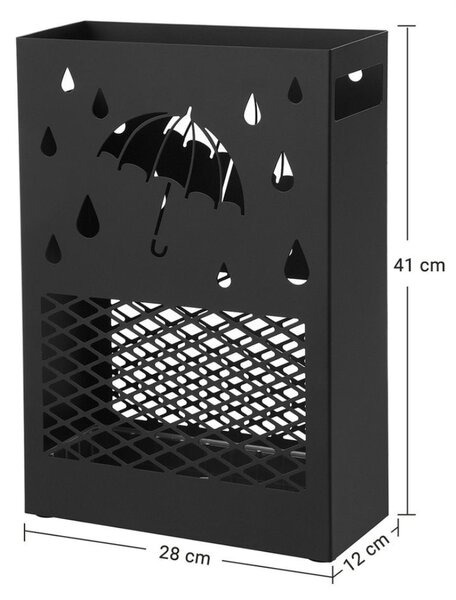 Kovinsko stojalo za dežnike RAIN, 28x12x41cm, črno SongmicsHome