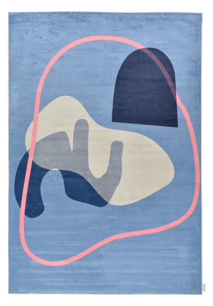 TKANA PREPROGA SHAPES - FIVE 140/200 cm potiskano večbarvno, temno modra