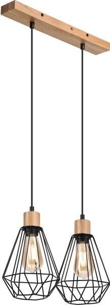 Brilagi - Lestenec na vrvici WOODY BASKET 2xE27/60W/230V hrast