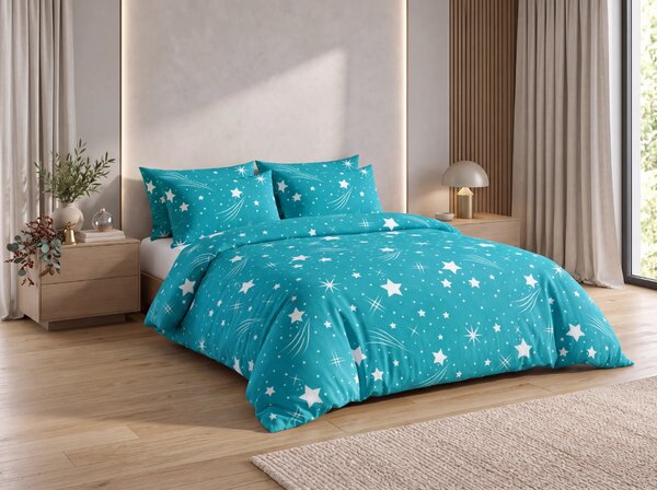 Posteljnina mikropliš NIGHT SKY turkizna Dimenzije posteljnine: 70 x 90 cm | 140 x 200 cm