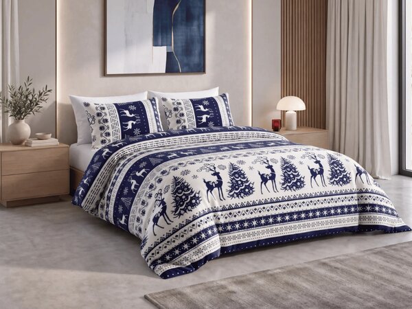 Posteljnina mikropliš WINTER DEER VELVET modra