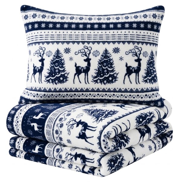 Posteljnina mikropliš WINTER DEER VELVET modra